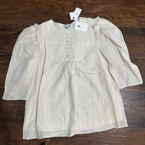 Current Air Puff sleeve bib striped blouse - Picture 2 of 5